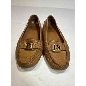 Tory Burch Kendrick Brown Leather/Logo Loafers 5 1/2 M #7992
